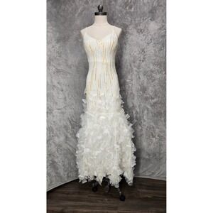 Cicci Women XS Silk Beaded Mermaid Fairy Dress Prom Gown Wedding Gala Ethereal